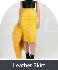 Women's Beautiful Yellow leather-skirt