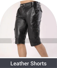 Men's-Black -leather-shorts