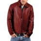 Dark Red Biker Leather Jacket