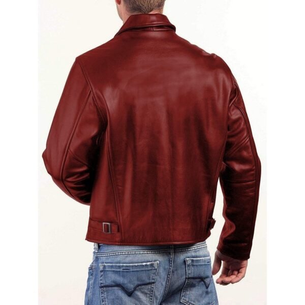 MDM Red Biker Leather Vest – Men's Chopper Rocker Vest – Motorcycle Riding Coat