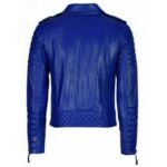 Mens Blue Color Motorcycle Leather Jacket