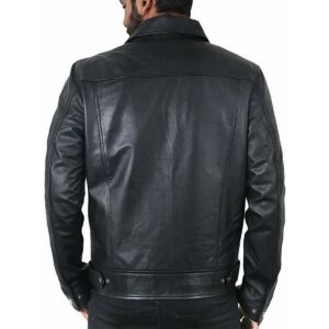 Mens Black Color Motorcycle Leather Jacket