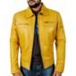 Yellow Biker Leather Jacket for Men