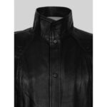 Mens Black Color Leather Trench Long Coat