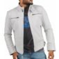 White Biker Leather Jacket for Men