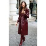 Best Selling Women's Burgundy Lambskin 100% Genuine Leather Long Trench Coat for Women