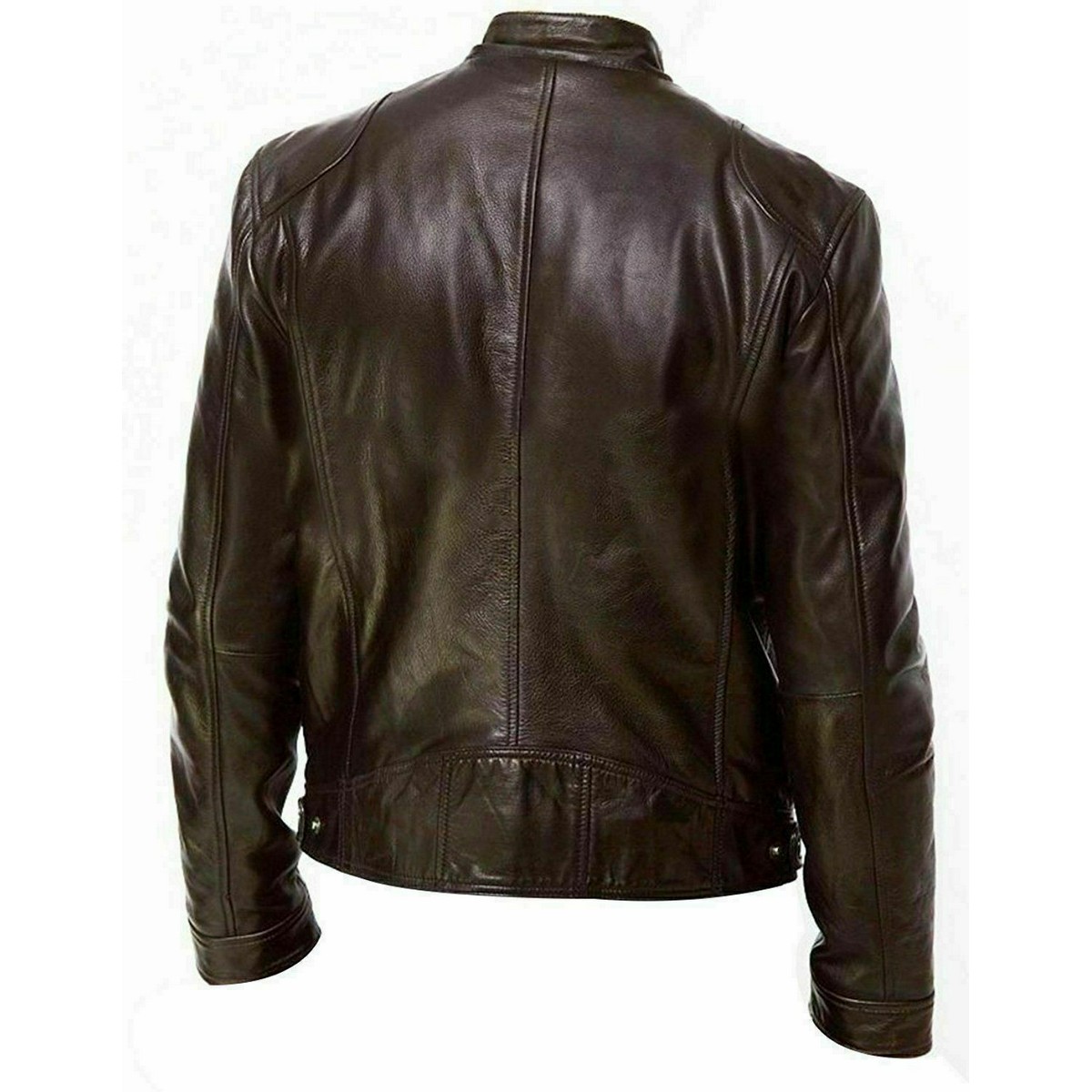 Men's Brown Genuine Lambskin Motorcycle Leather Jacket