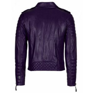 Mens Purple Color Motorcycle Leather Jacket