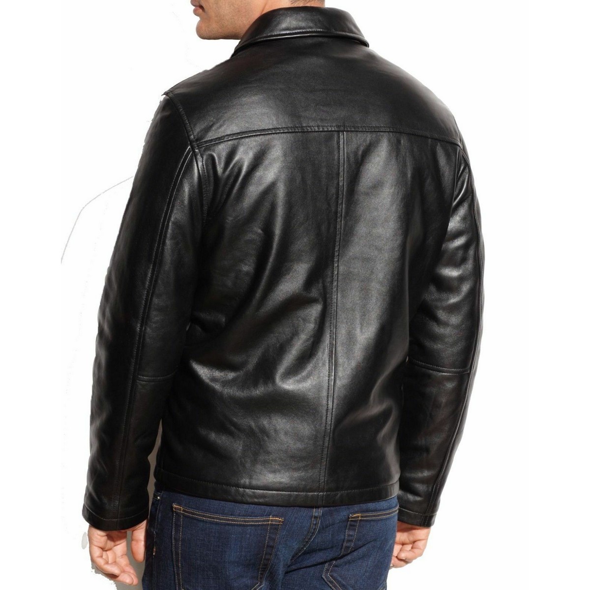 Men's Black Genuine Lambskin Motorcycle Leather Jacket