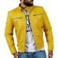 Yellow Biker Leather Jacket for Men