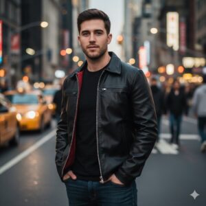 Black Biker Leather Jacket for Men – Genuine Lambskin