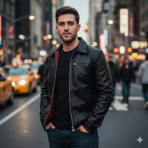 Black Biker Leather Jacket for Men – Genuine Lambskin Black Biker Leather Jacket for Men – Genuine Lambskin