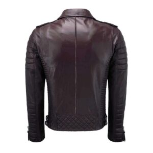 Authentic Luxury Men's Brown 100% Real Lambskin Leather Biker Jacket - Image 2