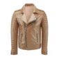 Camel Beige Biker Leather Jacket for Men