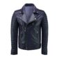 Dark Blue Biker Leather Jacket for Men