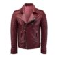 Dark Red Biker Leather Jacket for Men