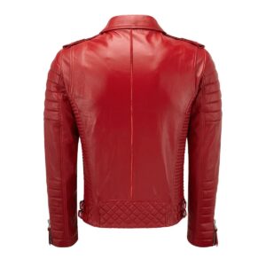 Authentic Luxury Men's Red 100% Real Lambskin Leather Biker Jacket - Image 2