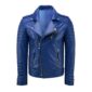 Blue Biker Leather Jacket for Men