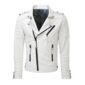 White Biker Leather Jacket for Men