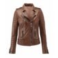 Dark Tan Biker Leather Jacket for Women
