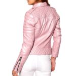 PInk Color Biker Leather Jacket For Women