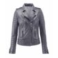 Gray Biker Leather Jacket for Women