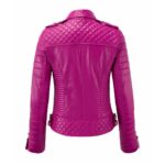 Womens Rani Pink Color Biker Leather Jacket