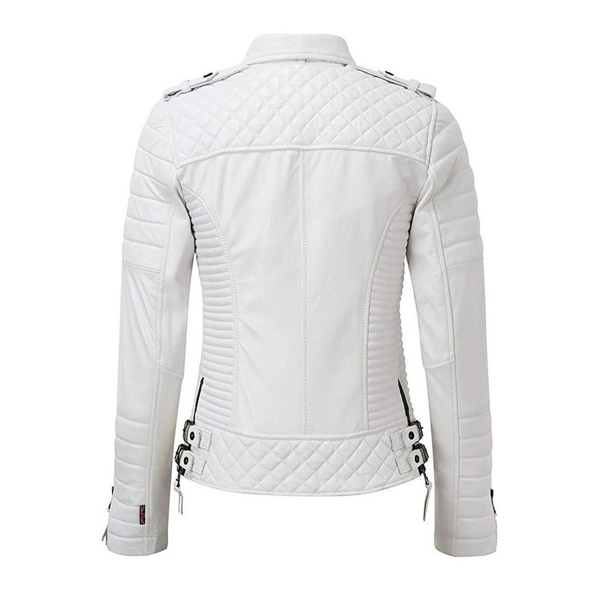 White Color Biker Leather Jacket For Women