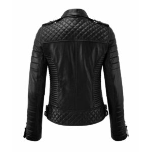 Black Color Biker Leather Jacket For Women