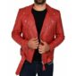 Red Biker Leather Jacket for Men