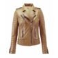 Camel Beige Biker Leather Jacket for Women