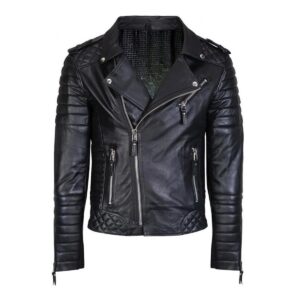 Black Biker Leather Jacket for Men