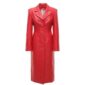 Red Leather Trench Coat for Women