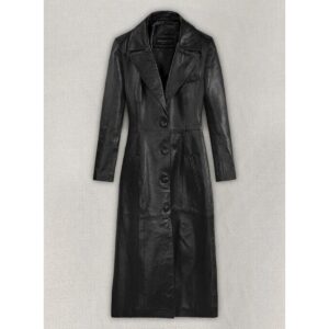 Authentic Luxury Women's Black 100% Genuine Lambskin Leather Long Coat - Image 4