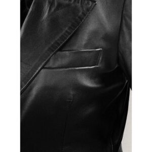 Authentic Luxury Women's Black 100% Genuine Lambskin Leather Long Coat - Image 6