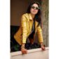 Yellow Biker Leather Jacket for Women