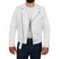 White Biker Leather Jacket for Men