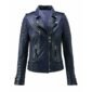 Navy Blue Biker Leather Jacket for Women