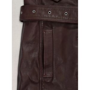 Authentic Luxury Women's Burgundy Genuine Lambskin 100% Real Leather Trench Coat - Image 6