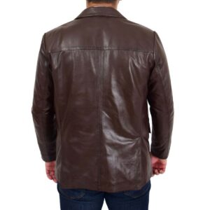 Men's Brown Leather Blazer 100% Pure Soft Sheepskin 2 Button Coat Blazer - Image 7