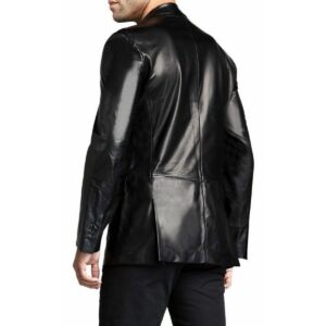 Cool New Men's Black Leather Blazer 100% Pure Soft Sheepskin 2 Button Coat Blazer - Image 2