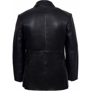 Cool Men's Lambskin Real Leather Blazer Coat TWO BUTTON Black Soft Slim Fit Coat Blazer - Image 3