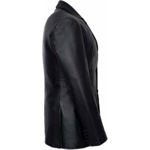 Cool Men's Lambskin Real Leather Blazer Coat TWO BUTTON Black Soft Slim Fit Coat Blazer - Image 2