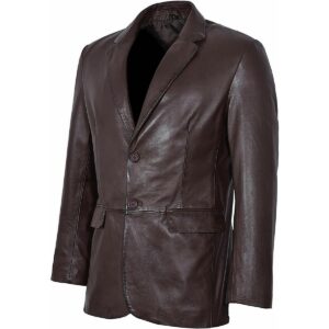 Cool Men's Lambskin Real Leather Blazer Coat TWO BUTTON Brown Soft Slim Fit Coat Blazer - Image 1