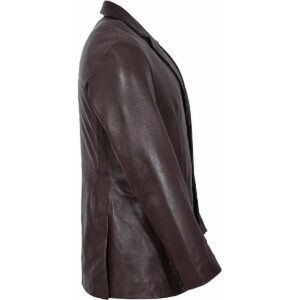 Cool Men's Lambskin Real Leather Blazer Coat TWO BUTTON Brown Soft Slim Fit Coat Blazer - Image 2