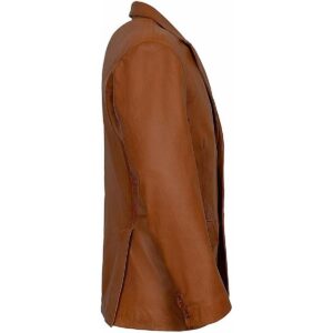 Cool Men's Lambskin Real Leather Blazer Coat TWO BUTTON Tan Soft Slim Fit Coat Blazer - Image 2