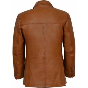 Cool Men's Lambskin Real Leather Blazer Coat TWO BUTTON Tan Soft Slim Fit Coat Blazer - Image 3