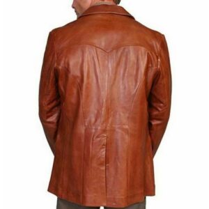 Men's Dark Tan Blazer 100% Real Genuine Lambskin Leather Two Button Coat Blazer - Image 2