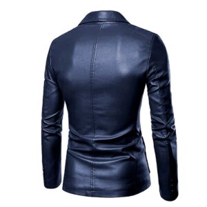 Best Selling New Men's Dark Blue Leather Blazer Real Genuine Soft Lambskin Coat Blazer - Image 2