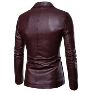 Best Selling New Men's Burgundy Leather Blazer Real Genuine Soft Lambskin Coat Blazer - Image 2